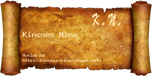 Kincses Nina névjegykártya